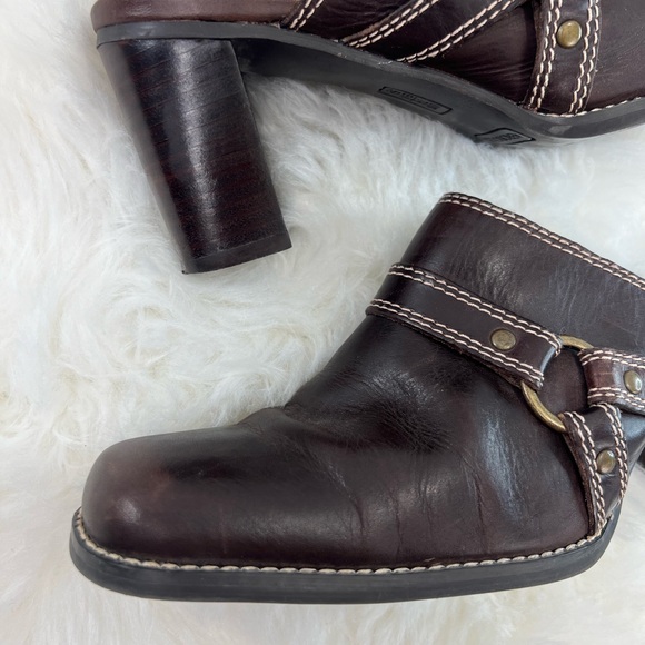 Womens Leather Brown Block Heels What's What by Aerosoles mules Clogs Size 7.5M - Picture 3 of 14